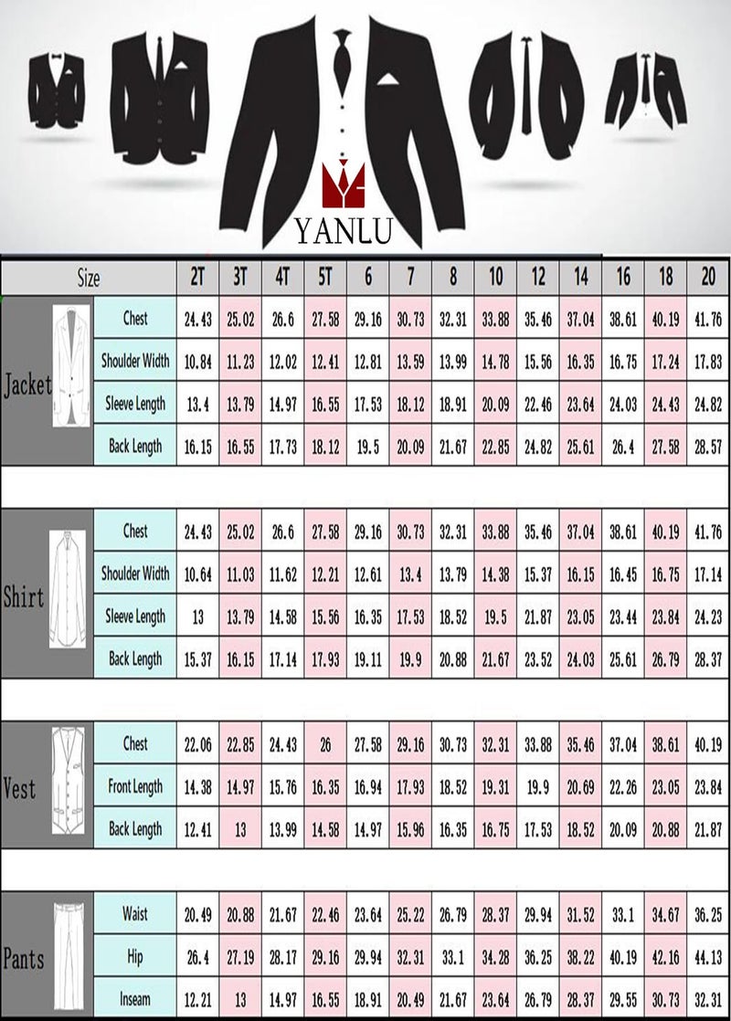 Yanlu Teenager Suits for Boys Christmas Red Slim Fit Wedding Tuxedo Ring Bearer Outfit Kids Prom Dresswear Boy Formal Suit Size 14 - Image 5